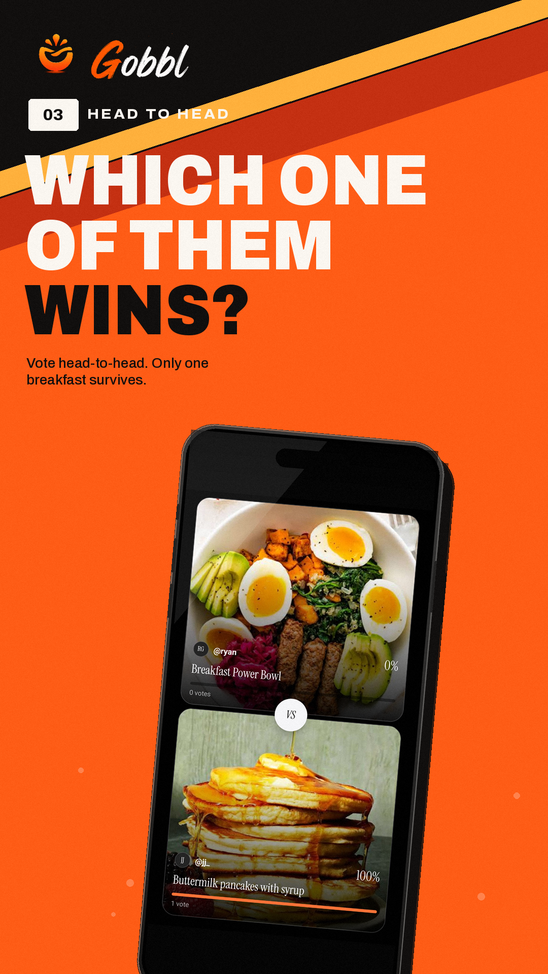 A breakfast duel in Gobbl with live vote percentages